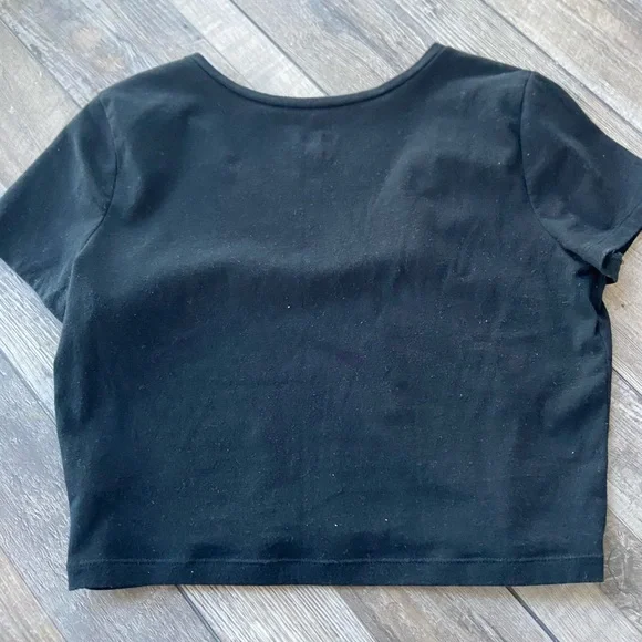 Women’s Wild Fable Black Short Sleeve Crop Top - Picture 3 of 3